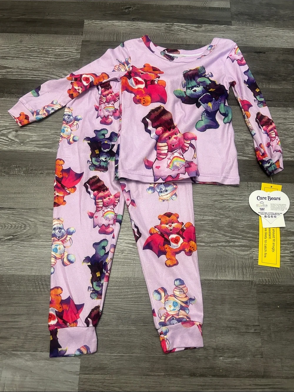Care Bears Lavender Long-Sleeve Pajama Set with Multi-Color Characters